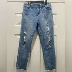 Treasure & Bond Distressed Denim Jeans with Raw Hem, Girl's size 16